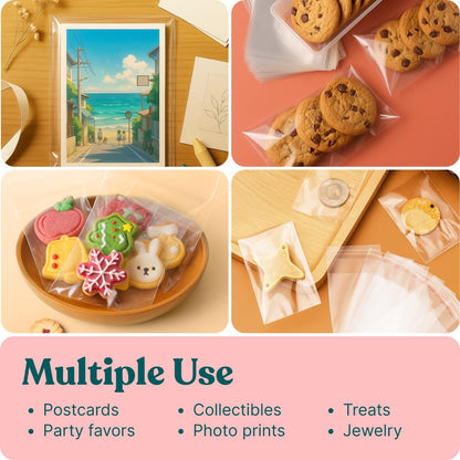 9" X 12" Self Sealing Cellophane Bags (200 Pack) - Clear Cookie Bags With Seal for Baked Goods Packaging, Cookie Wrappers, Bakery Packaging, Bake Sale, Candy, Treats, Goodies, Gifts, Party Favors