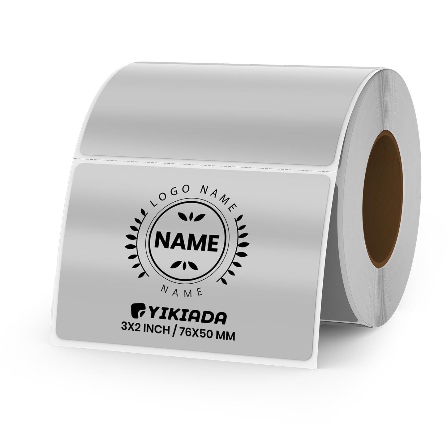 YIKIADA Silver Direct Thermal Labels Vinyl 3 X 2 Inch Self-Adhesive Rectangular Stickers Roll Waterproof Printable Decals for QR Code DIY Name Tag 200 PCS