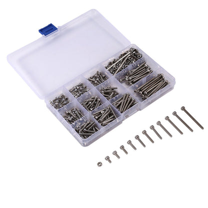 M3 Screws Set, 440pcs M3 Stainless Steel Hex Socket Head Cap Screws Hexagon Allen Bolt Screw Nuts Assortment Kit with 2 Allen Key Screw Bolt