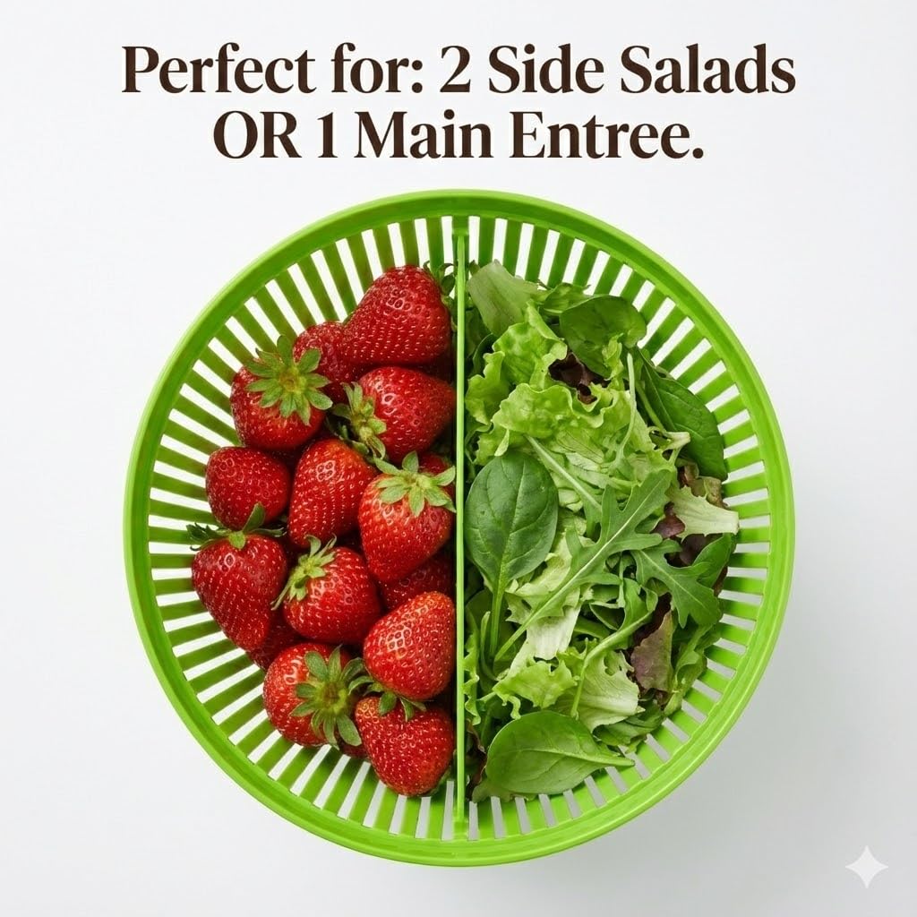 Single Serve Small Salad Spinner - Mini Prep Lettuce Spinner and Dryer with Measuring Cup - Spinning Colander with Fruit and Vegetable Washing Basket Bowl - Great Fruit and Vegetable Washer