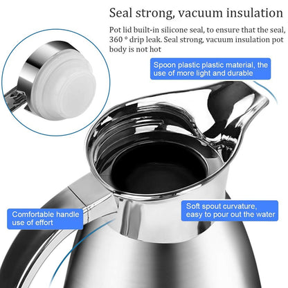2.3L Vacuum Jug 304 Stainless Steel Double Wall Vacuum Insulated Carafe Coffee Drinks Pot Coffee Plunger-Juice/Milk/Tea Insulation Pot Water Pitcher