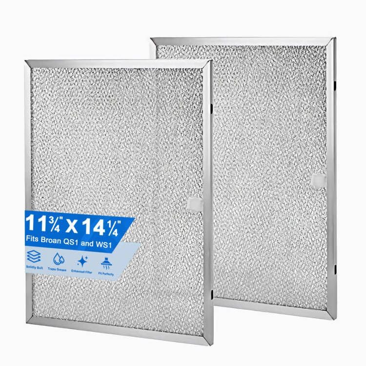 BPS1FA30 Replacement Filter for Broan QS1 & WS1 Range Hoods - Aluminum, 11-3/4’’ x 14-1/4’’ x 3/8’', 2 Pieces, Efficient Vent Grease Filters