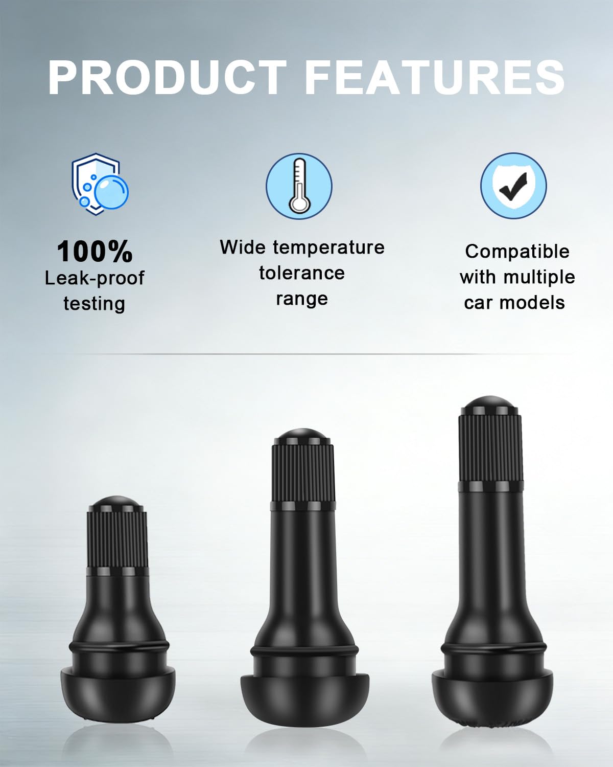 Riseuvo 120 Pcs TR412 TR413 TR414 Tire Valve Stems - Rubber Snap-in Valves for 0.453" Rim Hole Universal Fit Car, Truck, Trailer, ATV, Lawn Mower