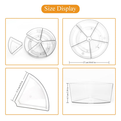 Roninkier Clear Lazy Susan Organizer with 5 Removable Bins, 11 Inch Round Plastic Rotating Storage Container for Cabinet, Pantry, Fridge, Vanity