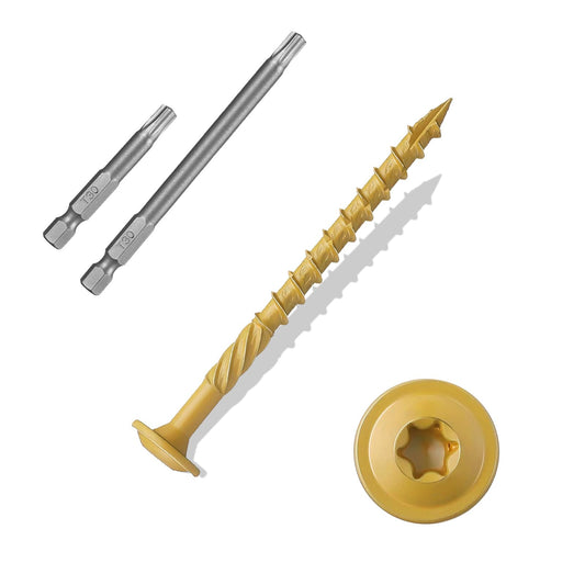 ANCHOREASE Lag Screws #14×3", 100PCS Heavy Duty Construction Screws, Rust Resistant, Washer Head, Bronze Coated External Wood Screws, Trusss Lag Screws, 2PCS T30 Star Bit Included