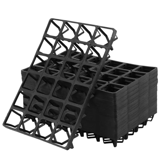 10 Pack Square Nursery Pot Tray with 24 Cells, Plant Trays for Pots, Plastic Planting Trays, Flower Pot Moving Tray for Carrying Small Plant Pots (17" x 11" x 2", 240 Cells in Total)