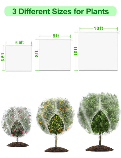wohohoho 8 x 8ft Large Fruits Tree Netting, Insect Bird Barrier Tree Net with Drawstring and Zipper, Plant Cover Fruit Tree Protection to Prevent Tomato Blueberry Vegetables from Squirrels Birds