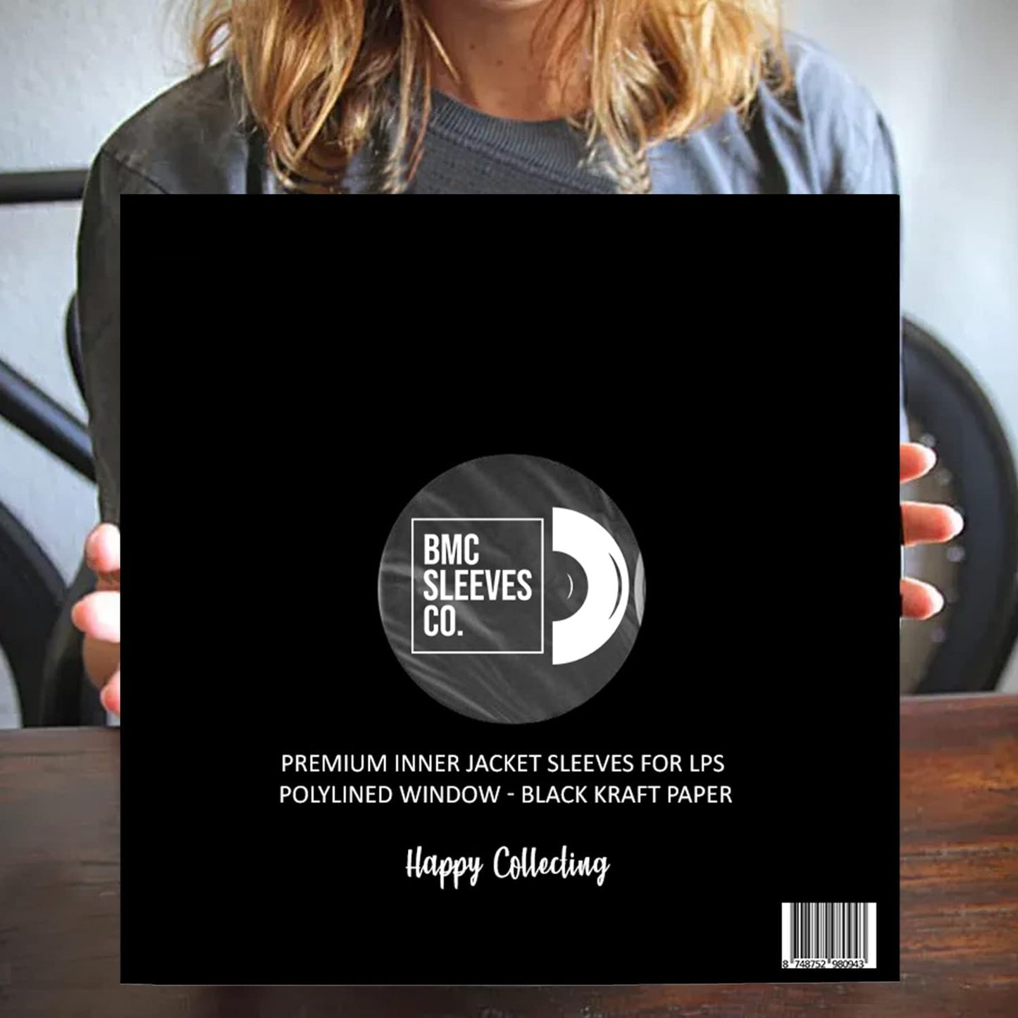 BMC 20 Vinyl Record Inner Sleeves for 12 Inch LP | Black Kraft Paper Sleeves for 33 RPM Premium Storage | Easy Viewing Polylined Protection Covers | Ideal for Single, Double, and Gatefold Collection