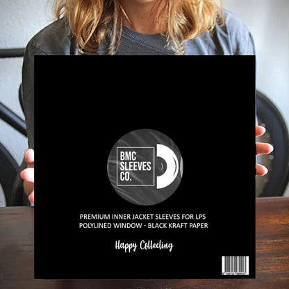 BMC 20 Vinyl Record Inner Sleeves for 12 Inch LP | Black Kraft Paper Sleeves for 33 RPM Premium Storage | Easy Viewing Polylined Protection Covers | Ideal for Single, Double, and Gatefold Collection