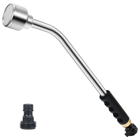 STYDDI 18-inch Soft Rain Watering Wand with Shut Off Valve, Lightweight and Durable Aluminum Spray Wand Perfect for Hanging Baskets, Planters, Greenhouses and Seedbed