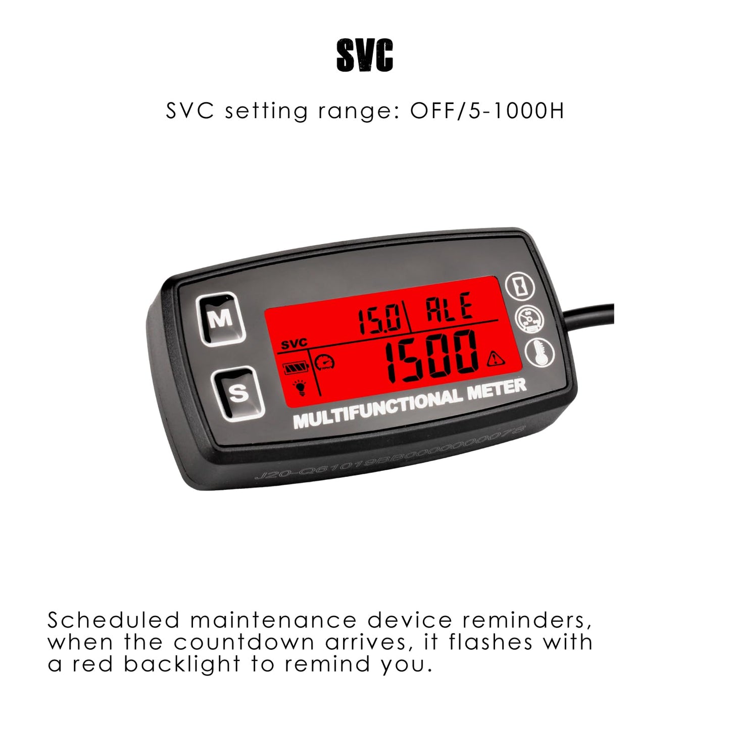 Taikemeti Digital Tachometer Temperature Outdoor Small Engine,Waterproof Digital Thermometer, Maintenance Reminder, Battery Replaceable,Design for Car Lawn Mower ATV. (TS002-1)