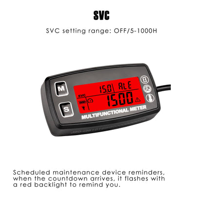 Taikemeti Digital Tachometer Temperature Outdoor Small Engine,Waterproof Digital Thermometer, Maintenance Reminder, Battery Replaceable,Design for Car Lawn Mower ATV. (TS002-1)