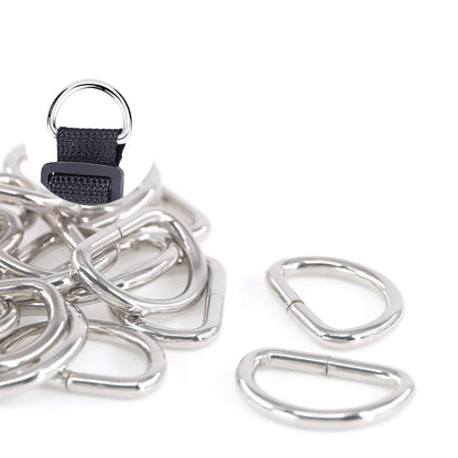 Swpeet 150Pcs Multi-Purpose Metal D Ring Semi-Circular D Ring for Hardware Bags Ring Hand DIY Accessories (1 Inch)