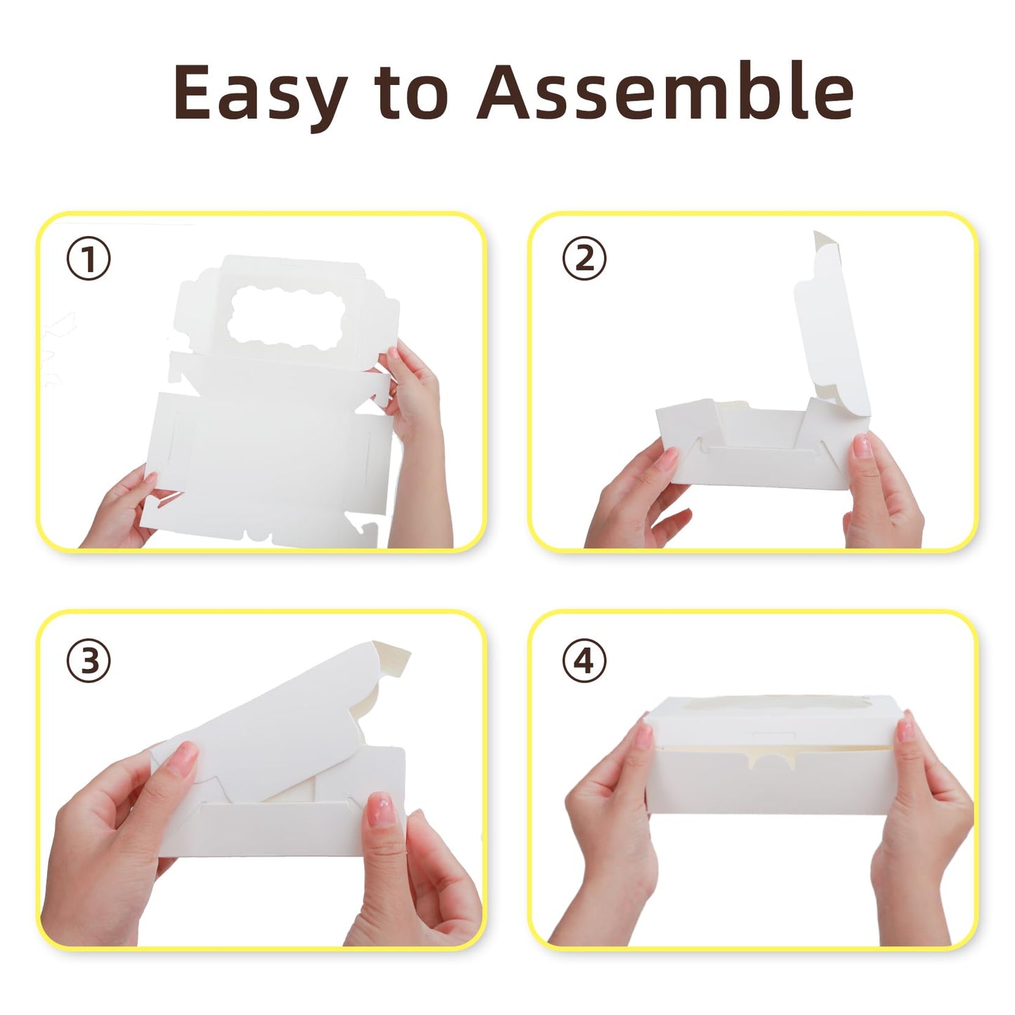 50 Pcs White Bakery Boxes with Window, 7x4.5x2 inches Cookie Boxes with Stickers Macaroon Boxes Small Treat Boxes Mini Cake Boxes for Dessert, Pastry, Sturdy Take Out Container for Party Wedding Favor