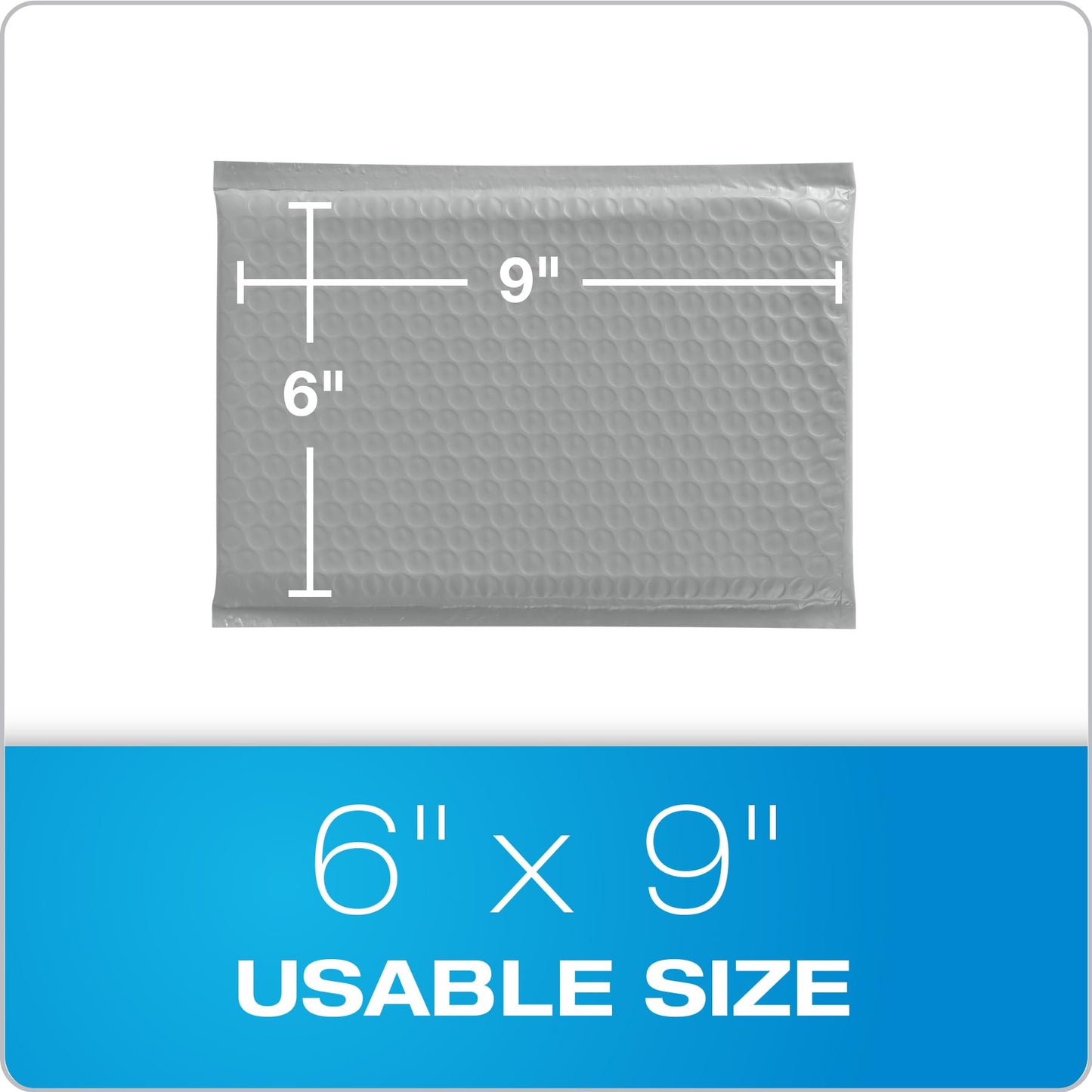 Quality Park Bubble Mailers, 6" x 9", Gray Poly Mailers, Padded Envelopes, Shipping Bags, Water Resistant, Self Seal, 50 Per Box (QUA85911)
