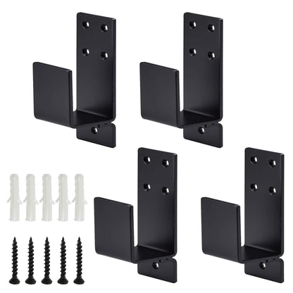 4packs 2*4 Door Barricade Brackets,Ymaiss Upgrade Heavy Duty Door Security Bar, Open Security Bar Holder U Brackets, Security Bar Door Stopper,Holder Brackets U Shape Black