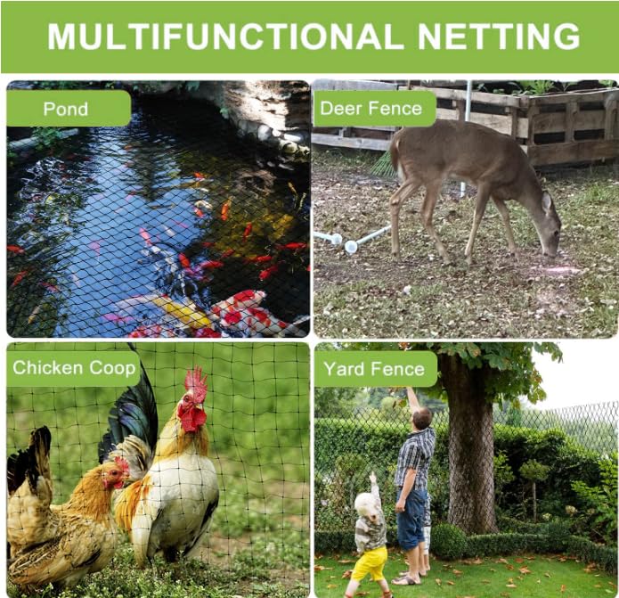 Bird Netting for Garden 7 x 100 Feet, Black Garden Protection Netting Heavy Duty Wire Mesh Net Barrier, Protect Plants Fruits Trees from Rodents Birds Deer Poultry Reusable Animal Fencing (1)