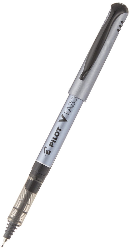 Pilot V Razor Point Liquid Ink Marker Pens, Extra Fine Point, Black Barrel, Black Ink, Dozen Box -11020
