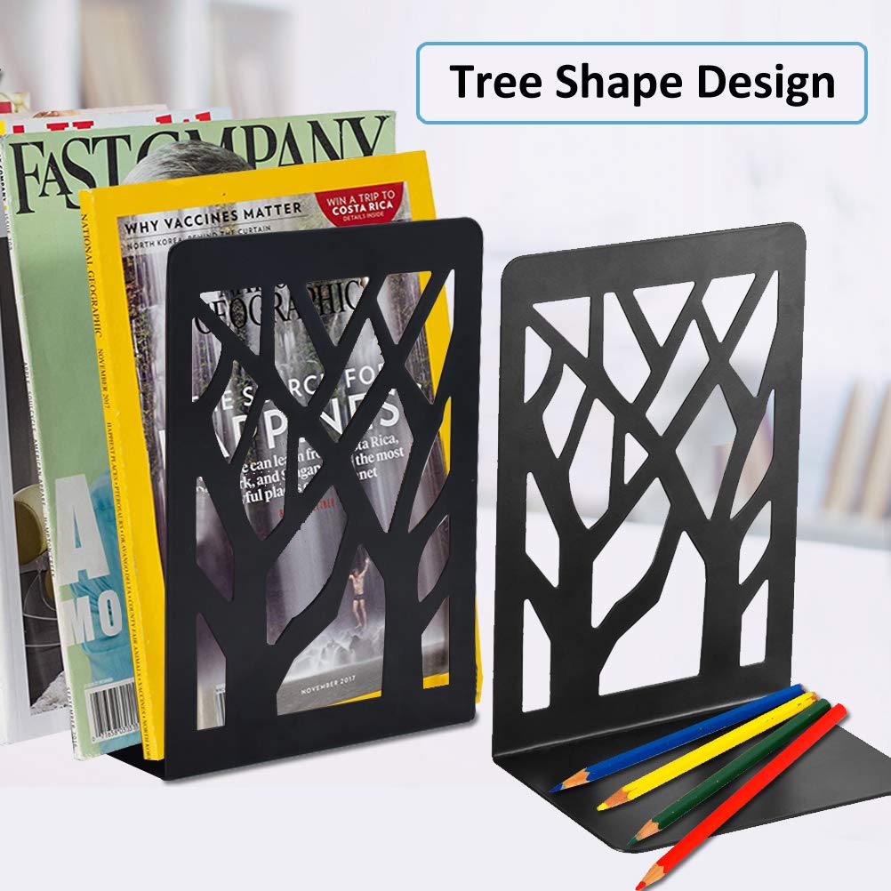 Book Ends, Bookends, Book Ends for Shelves, Bookends for Shelves, Bookend, Book Ends for Heavy Books, Book Shelf Holder Home Decorative, Metal Bookends, Bookend Supports, Book Stoppers (3 Pair, Black)