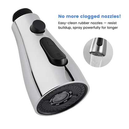 Universal Kitchen Faucet Replacement Pull-Down Sprayer - 3 Spray Modes, Easy Installation with 11 Adapters, Leak-Proof Design, Compatible with Moen, Kohler, Delta & Sink Faucets (Chrome Silver)
