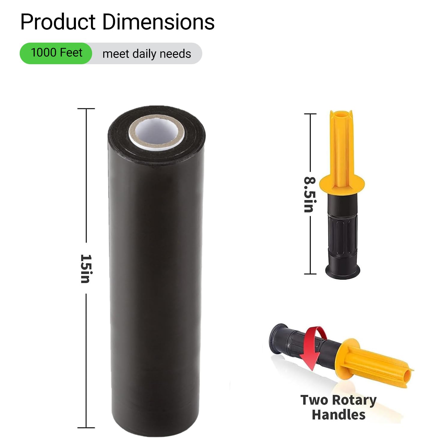 Black Stretch Wrap 15"x1000 Feet Stretch Film Shrink Wrap Packing Moving Suppliers for Shipping Moving Suppliers Packing Pallet Wrapping Surface Protection 60 Gauge (1 Roll)