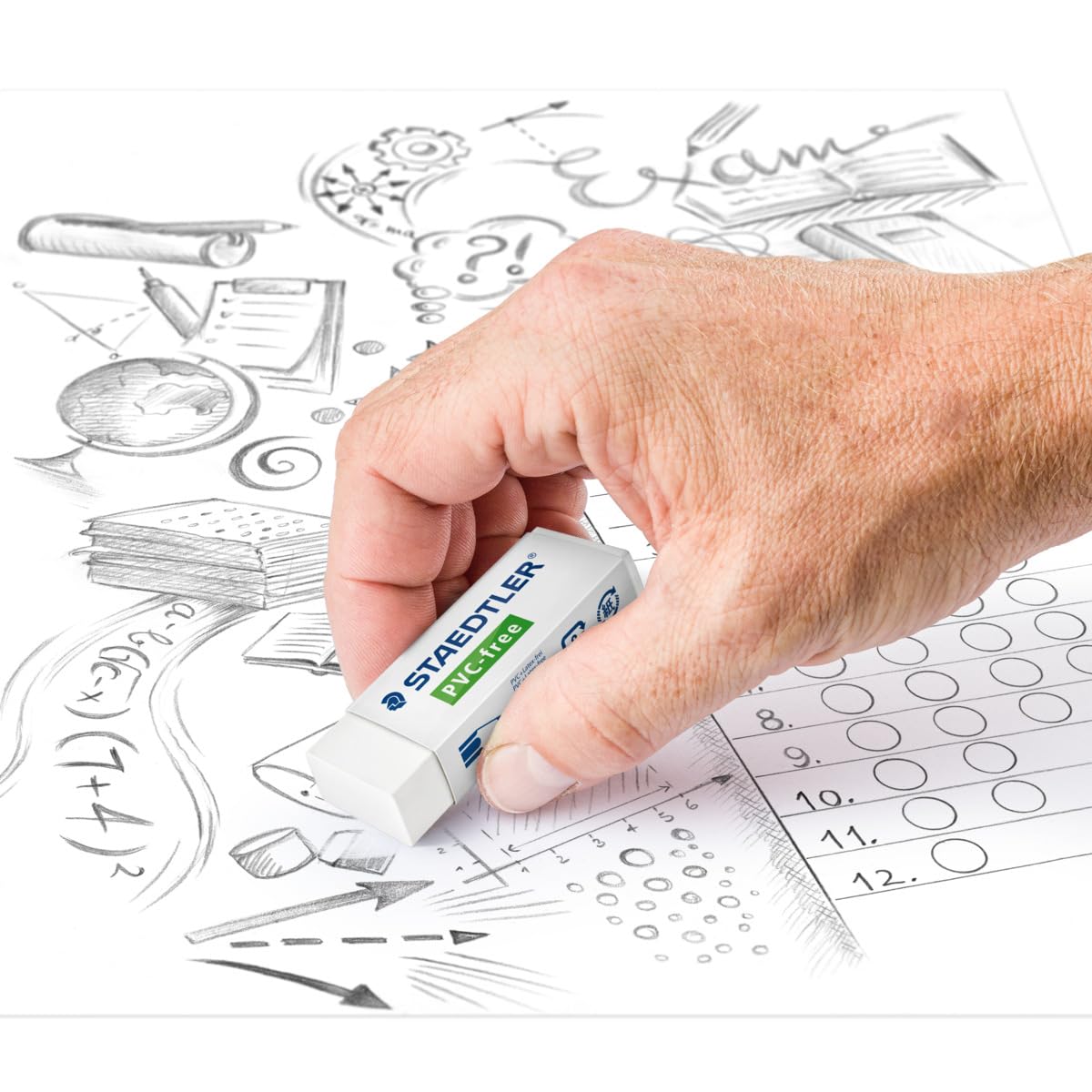 Staedtler PVC Free White Block Erasers, Latex-Free, Premium Quality, Pack of 20, 525 B20