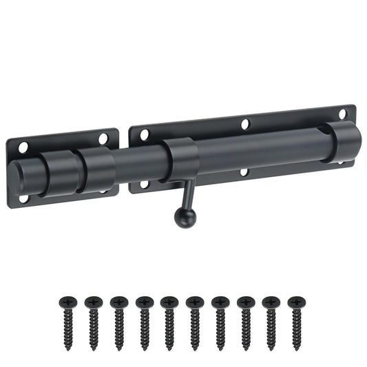 SAYAYO Sliding Bolt Gate Latch, 9 Inch Door Lock Latch Heavy Duty, Black Slide Bolt Latch with Padlock Hole，Stainless Steel Barrel Bolt Latch for Shed Lock Wooden Garden Gates