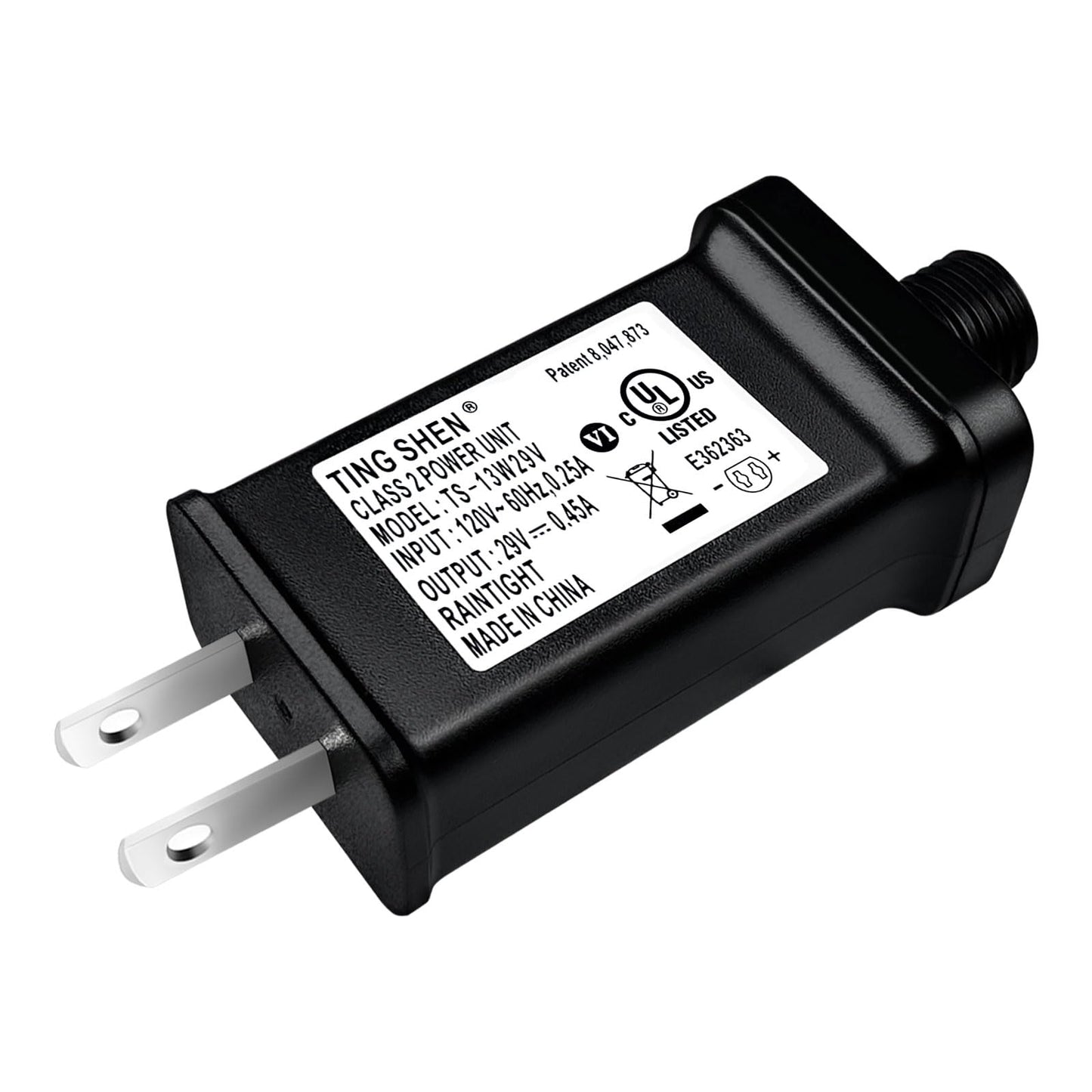 29V 0.45A 13W Class 2 Power Unit Model TS-13W29V LED Transformer Raintight IP44 US Plug Adapter, Seasonal-Use LED Driver for Ting Shen Replacement Parts String Light, Holiday Lighting