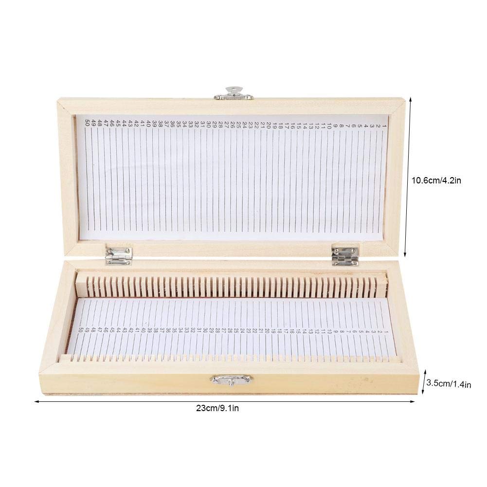 50PCS Biology Glass Prepared Microscope Slides Specimens Wooden Slide Storage Box Case Biology Slide Holder Scientific Microscope Slide Box