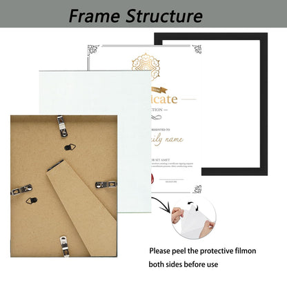8.5 x 11 Frame Document Frame, Gallery Wall Frame Fits 8.5 x 11 Diplomas, Documents & Certificates, Picture Frame 11 x8.5, Diploma Frame Wall or Tabletop Display Black（Set of 4）
