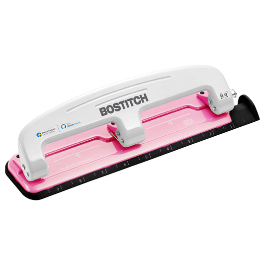 Bostitch inCOURAGE 12 Reduced Effort 3-Hole Punch, 12 Sheets, Pink (2188)