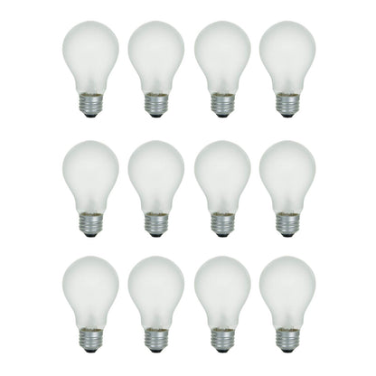 Xtricity A19 Frosted Incandescent Rough Service Light Bulb, 60 Watt, 2700K Soft White, E26 Medium Base, 550 Lumens, 130V (12 Pack)