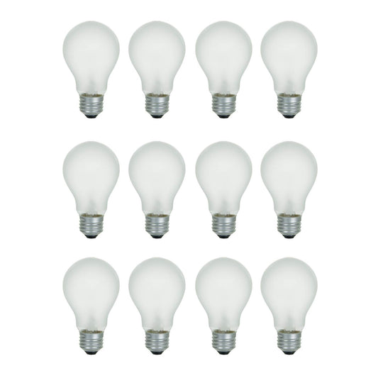 Xtricity A19 Frosted Incandescent Rough Service Light Bulb, 60 Watt, 2700K Soft White, E26 Medium Base, 550 Lumens, 130V (12 Pack)