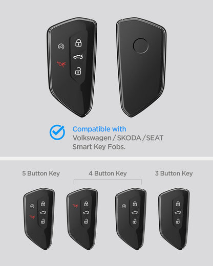 Spigen Light Slim Key Fob Cover with Carabiner Designed for Volkswagen Golf ID4 Tiguan Atlas Smart Key Fobs