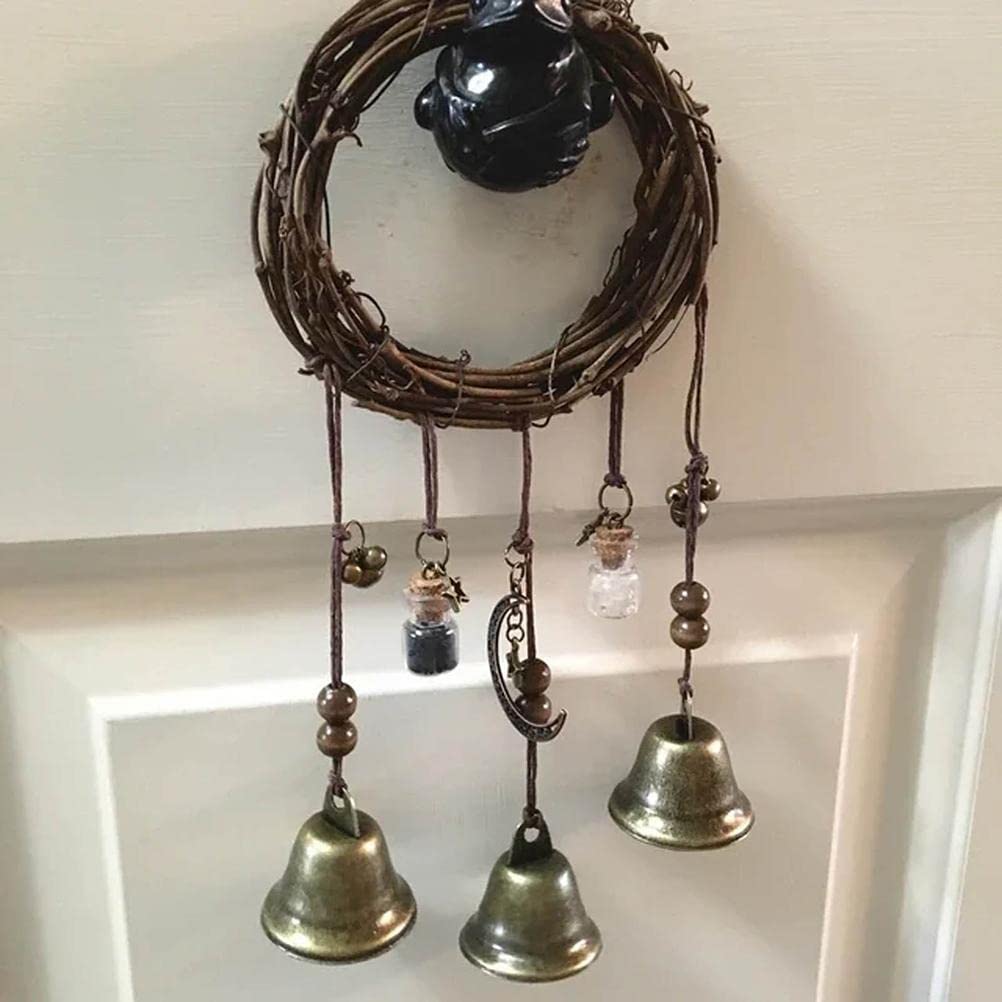 yuandan Handmade Witch, Wreath Witch Bells Door Hangers Hanging Witch Bells Handle Pendant Rattan for Home Door Decorationfor