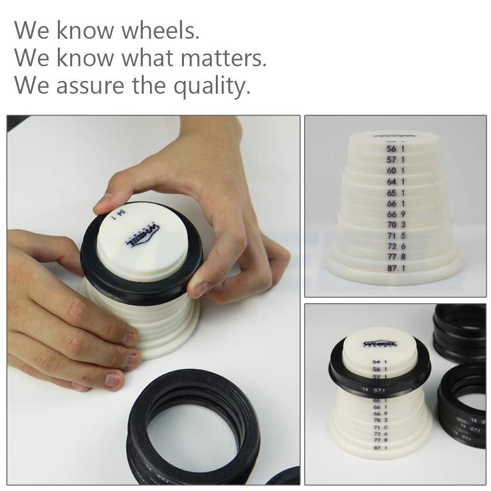 WHEEL CONNECT Hub Centric Rings, 106 to 78.1, Set of 4, ABS Plastic Hubrings, O.D:106 (106.1) - I.D:78.1mm.