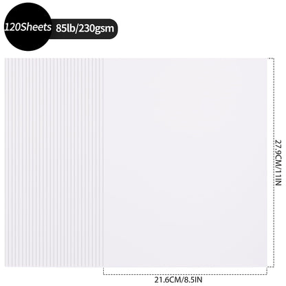 120 Sheets White Cardstock - 8.5” x 11” Letter Size Cover Card Stock 85lb Heavyweight Paper Thick Paper for Scrapbooking, Crafts, Business Cards, Invitations PAP03WH