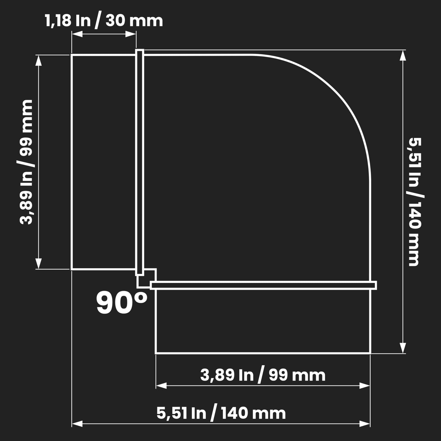 4 Inch Ducting Pipe 90 Degree Elbow Hose Ventilation Round Tube Bend Connector 4"