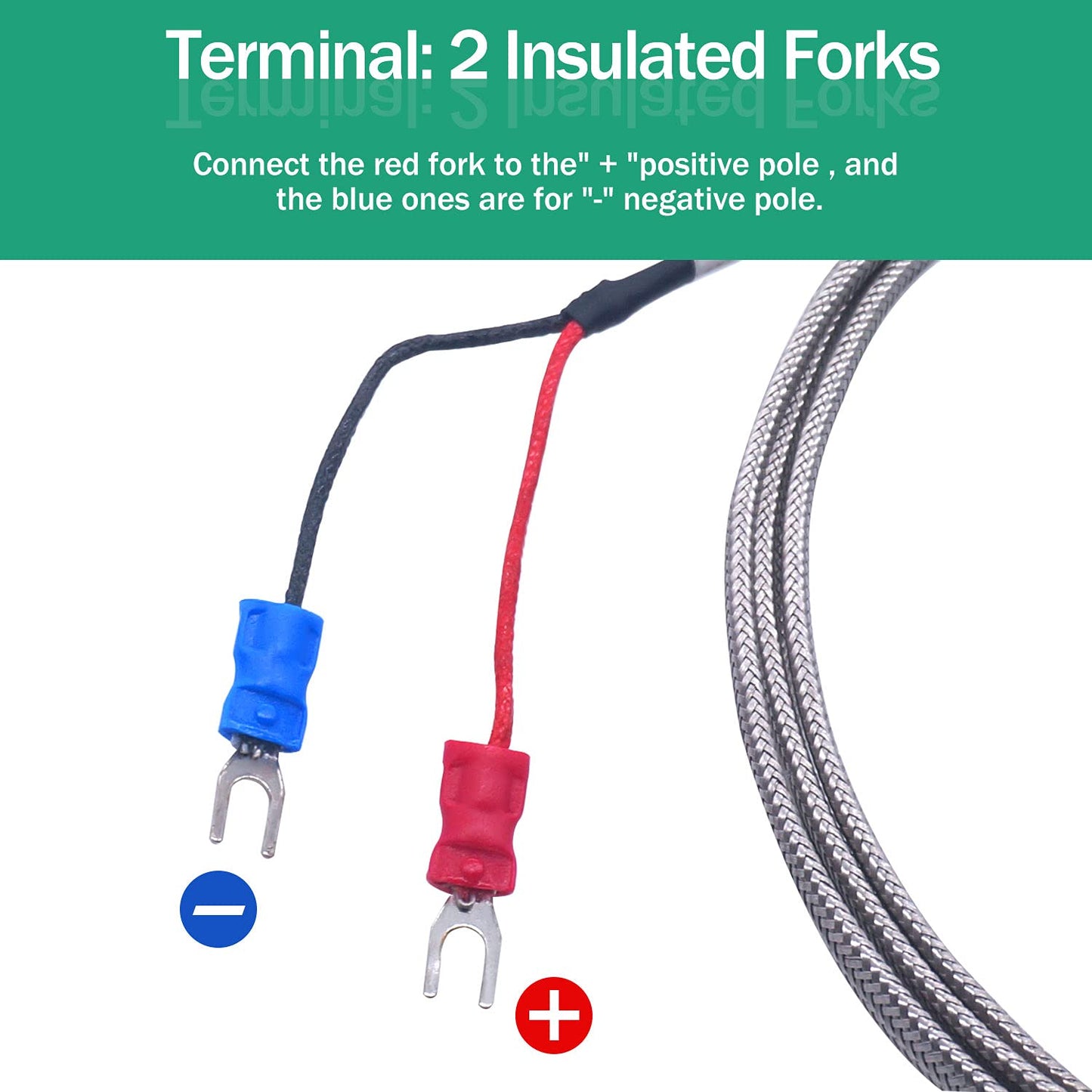 Twidec/2M NPT 1/2"inch Pipe Thread (6X100MM) Temperature Sensor Probe Two Wire Temperature Controller (0~600℃) 304 Stainless Steel K Type Thermocouple MT-205-1/2-6X100