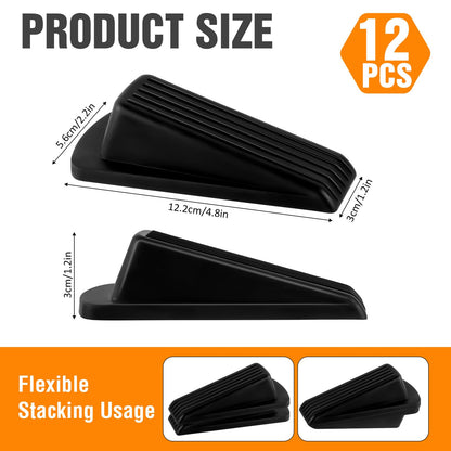 Supkiir 12 Pack Rubber Door Stopper Wedges, Non-Scratching Door Stops for Bottom of Door, Heavy Duty Door Security Stoppers for Tile, Carpet, Wooden