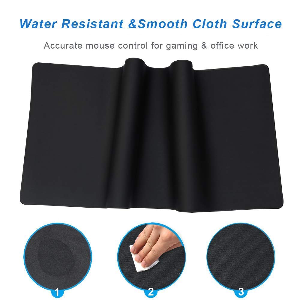 YEBMoo Gaming Mouse Pad XXL Extended Desk Pad & Thick Large (900x400x2 mm) Computer Keyboard Mousepad Mouse Mat (90x40Black001)