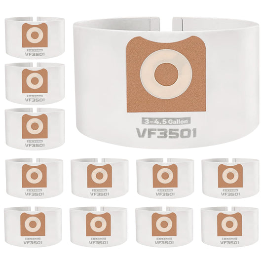 12 Pack Replacement Shop vacuum bags VF3501| compatible with RIDGID 3-4.5 Gallon Wet/Dry Vacuums | Dust Collection Filter Bags Replace Part# 23738 VF3501 Size C WS32045F
