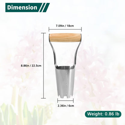 Berry&Bird Garden Bulb Planter with 4 Inches Depth Mark, Stainless Steel Gardening Bulb Transplanter Tool with Short Handle for Planting Flowers Tulips, Daffodils, Lily, Dahlias