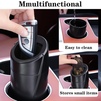 Car Trash Can Bin with Lid - 2 Packs Car Garbage Can Cup Holder - Black Mini Leakproof Vehicle Trash Garbage Can Bin with 40pcs Trash Bags-Car Organizers and Storage for Front Back Seat Accessories