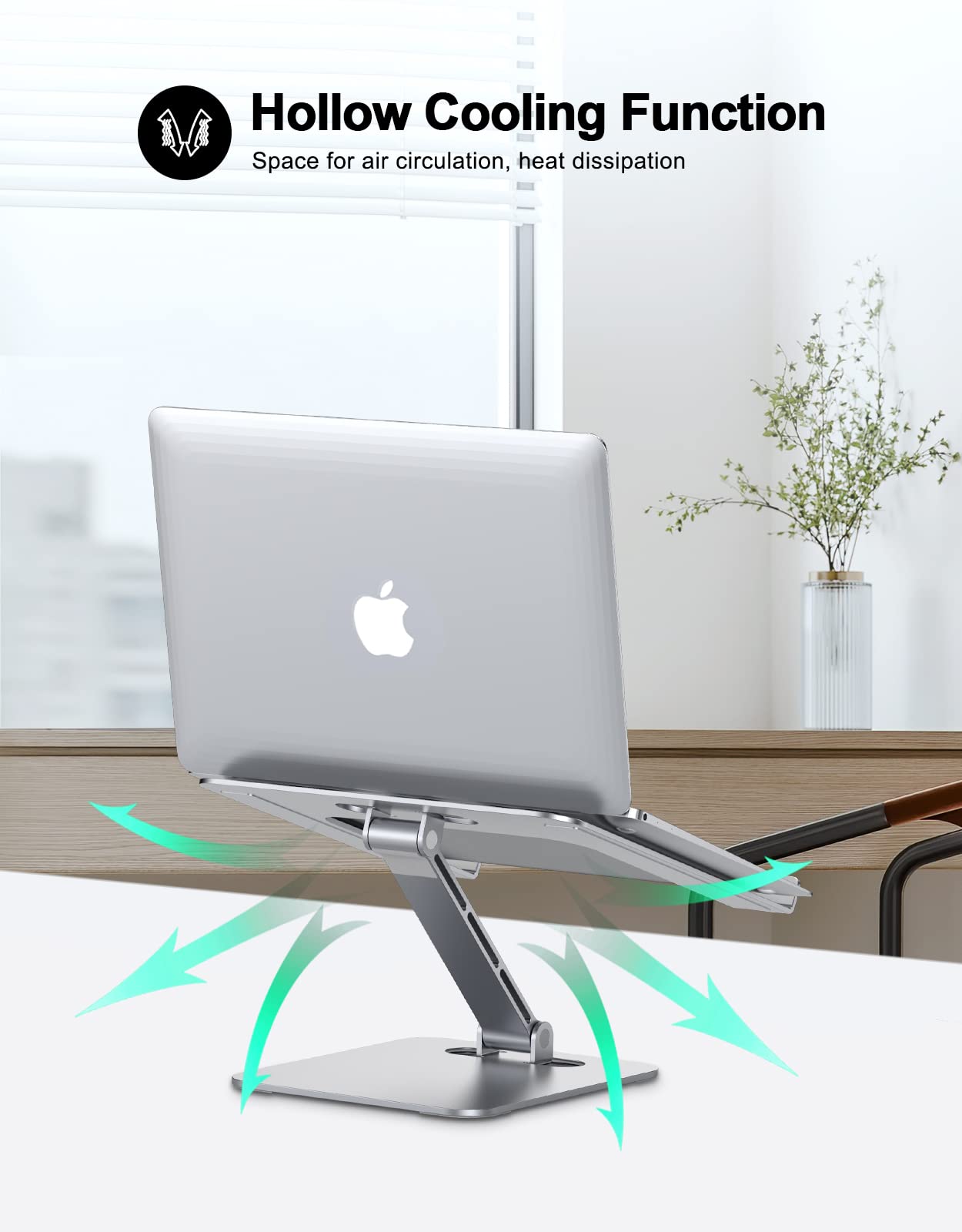 Zewwen Laptop Stand for Desk, Ergonomic Adjustable Foldable Computer Stand with Heat-Vent, Aluminium Alloy Laptop Riser Compatible with MacBook Air, Pro, Dell XPS, Samsung, 10”-16"