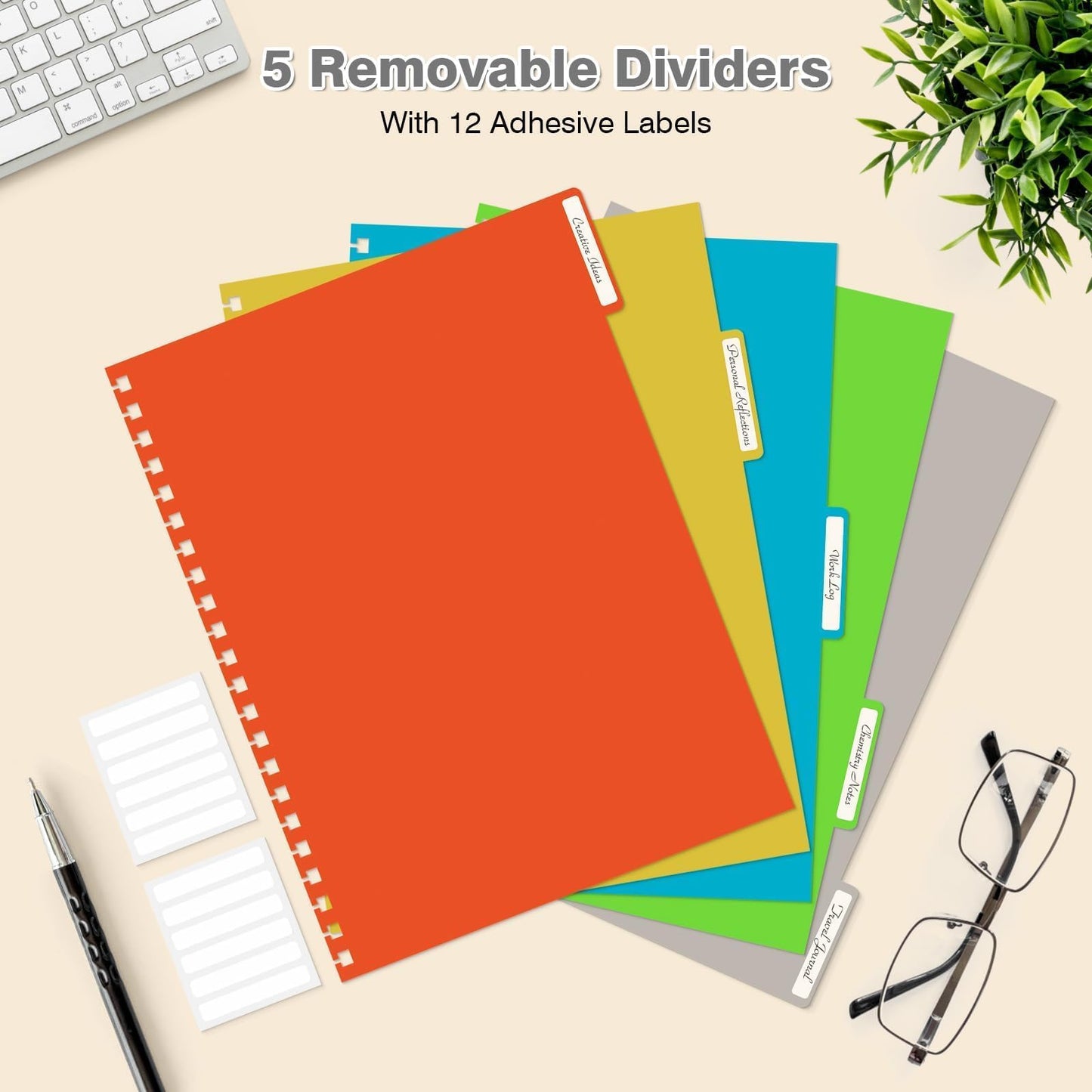 Spiral Notebook 8.5" x 11", 5 Subject Notebooks College Ruled with Removable Dividers, 300 Pages 100GSM Thick Spiral Writing Journal for Women & Men, Large A4 Lined Journal Notebooks for Work, School