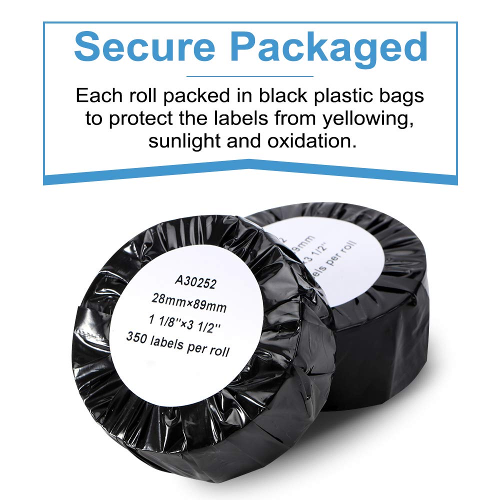COLORWING Compatible with Dymo 30252 (1-1/8" x 3-1/2") Address Barcode Labels, 28 x 89 mm for Dymo LabelWriter 450, 450 Turbo, 4XL Desktop Printers, 10 Rolls of 350 [Not for Dymo 550 & 5XL]
