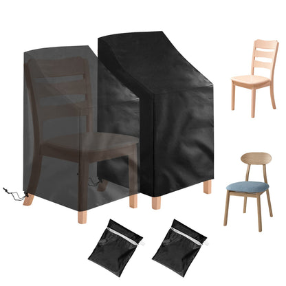 2 Pack Patio Chair Cover Stackable,210D Waterproof Outdoor Chair Cover UV-Coated Polyester Outdoor Furniture Covers for All-Weather Protection, 25" L x 25" W x 47”H (2 PCS - Black)
