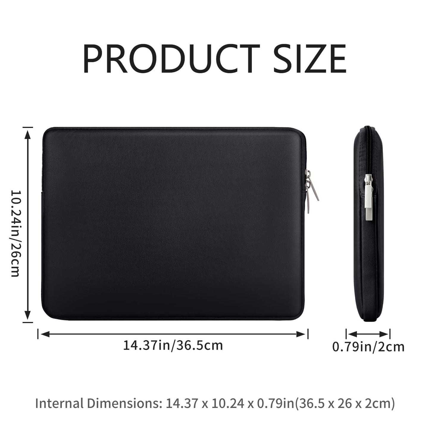RAINYEAR 16 Inch Laptop Sleeve Soft PU Leather Case Protective Water Resistant Zipper Padded Cover Carrying Computer Bag Compatible with 16" MacBook Pro/Max M1 M2 M3 M4 M5(Black)