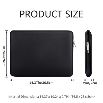 RAINYEAR 16 Inch Laptop Sleeve Soft PU Leather Case Protective Water Resistant Zipper Padded Cover Carrying Computer Bag Compatible with 16" MacBook Pro/Max M1 M2 M3 M4 M5(Black)